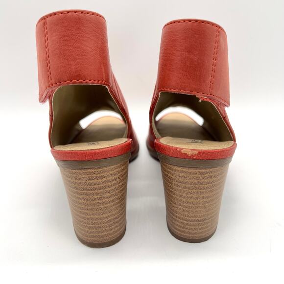 JOSEF SEIBEL Bonnie Leather Peep Toe Bootie Womens 9 Red Slingback Block Heel - Picture 2 of 13